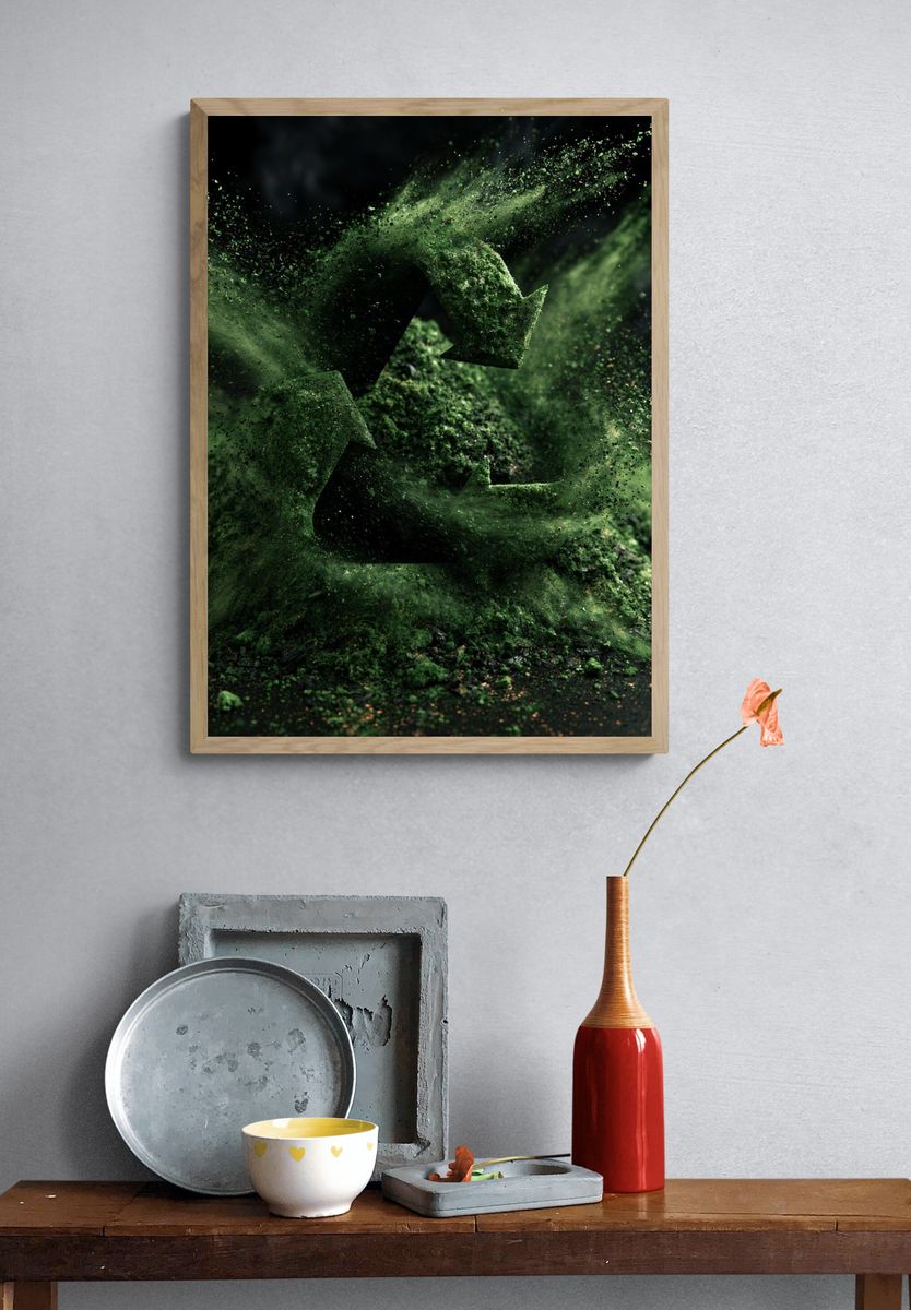 Green Particle Burst Abstract Poster. — room view 3