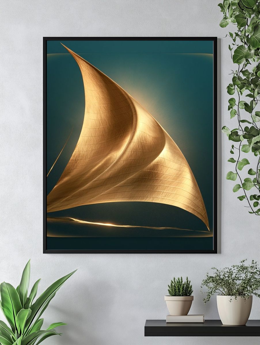 Golden Sail Abstract Print. — room view 4