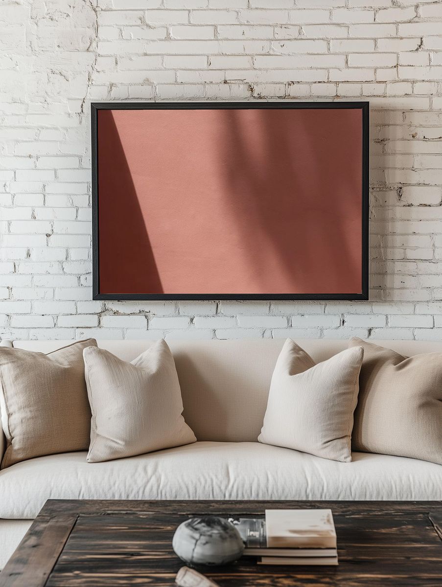 Blank pink wall with shadows. room preview