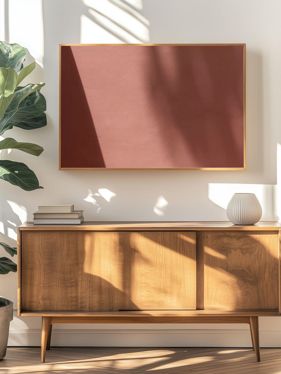 Blank pink wall with shadows. — room view 3