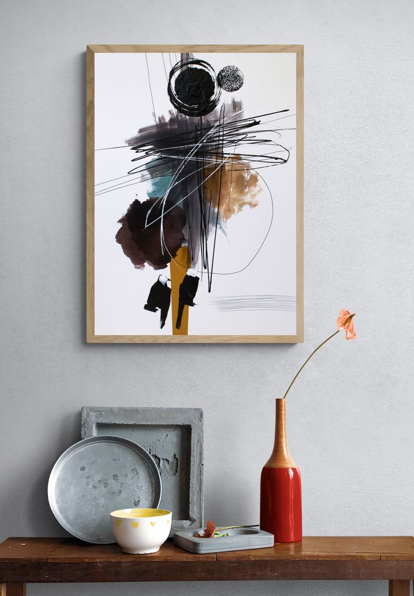 Monochrome Gesture Abstract Poster. — room view 3