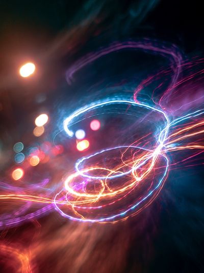 Neon Light Trails Abstract Poster.