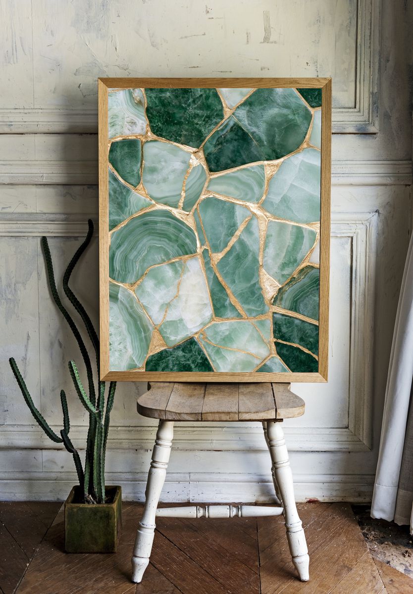 Green Onyx Mosaic Abstract Poster. room preview