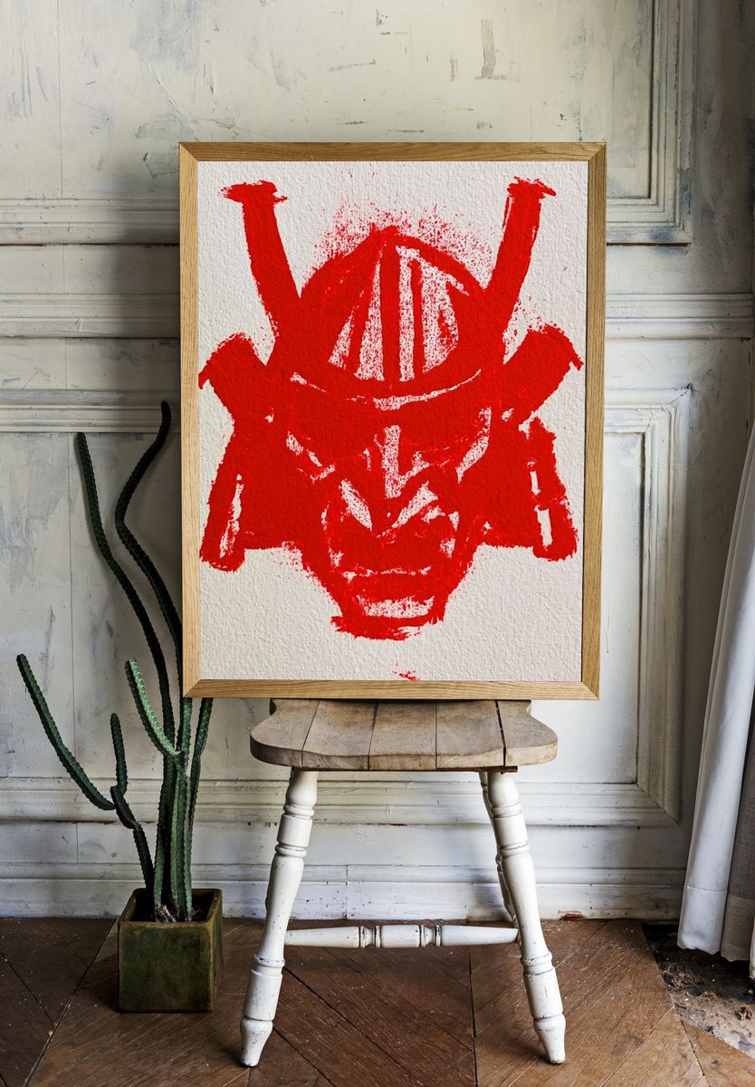 Red Mask Abstract Poster. room preview