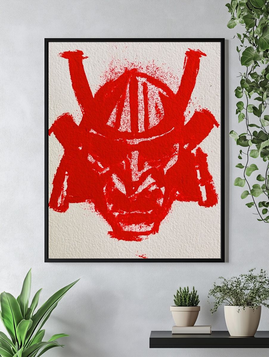 Red Mask Abstract Poster. — room view 4
