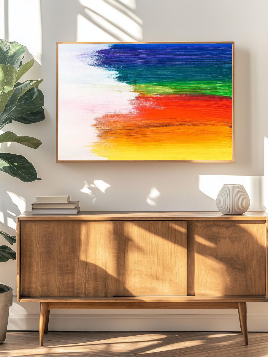 Colorful brush stroke textured background. — room view 3
