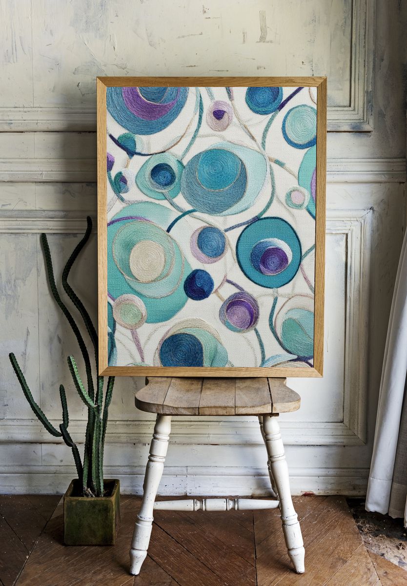 Spiral Circles Abstract Print. — room view 1