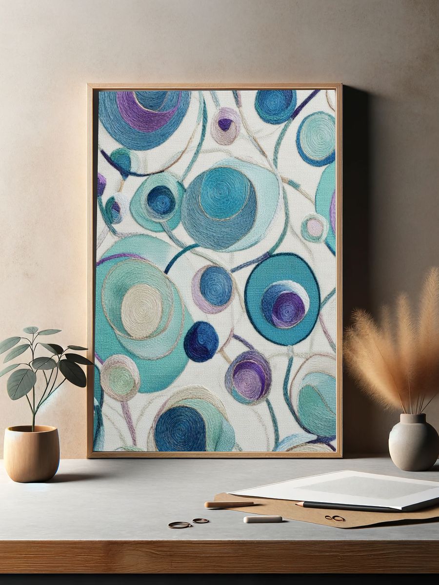Spiral Circles Abstract Print. — room view 2