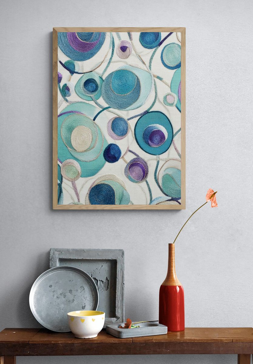 Spiral Circles Abstract Print. — room view 3