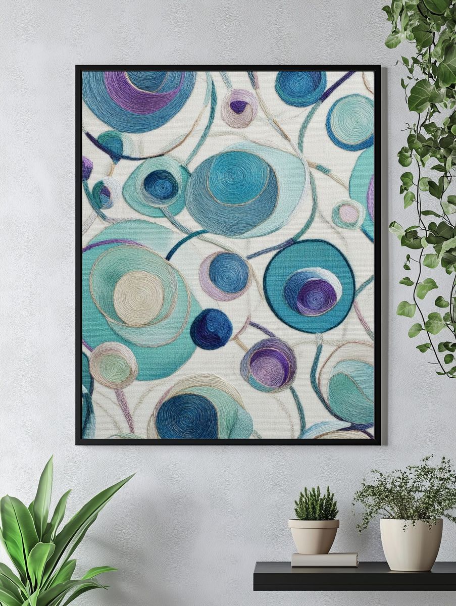 Spiral Circles Abstract Print. — room view 4