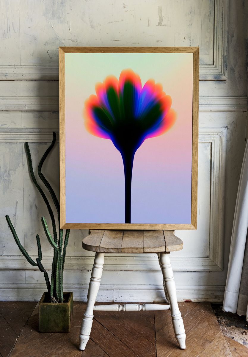 Neon Bloom Abstract Poster. room preview