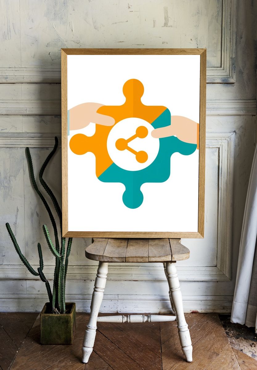 Puzzle Share Icon Abstract Poster. room preview