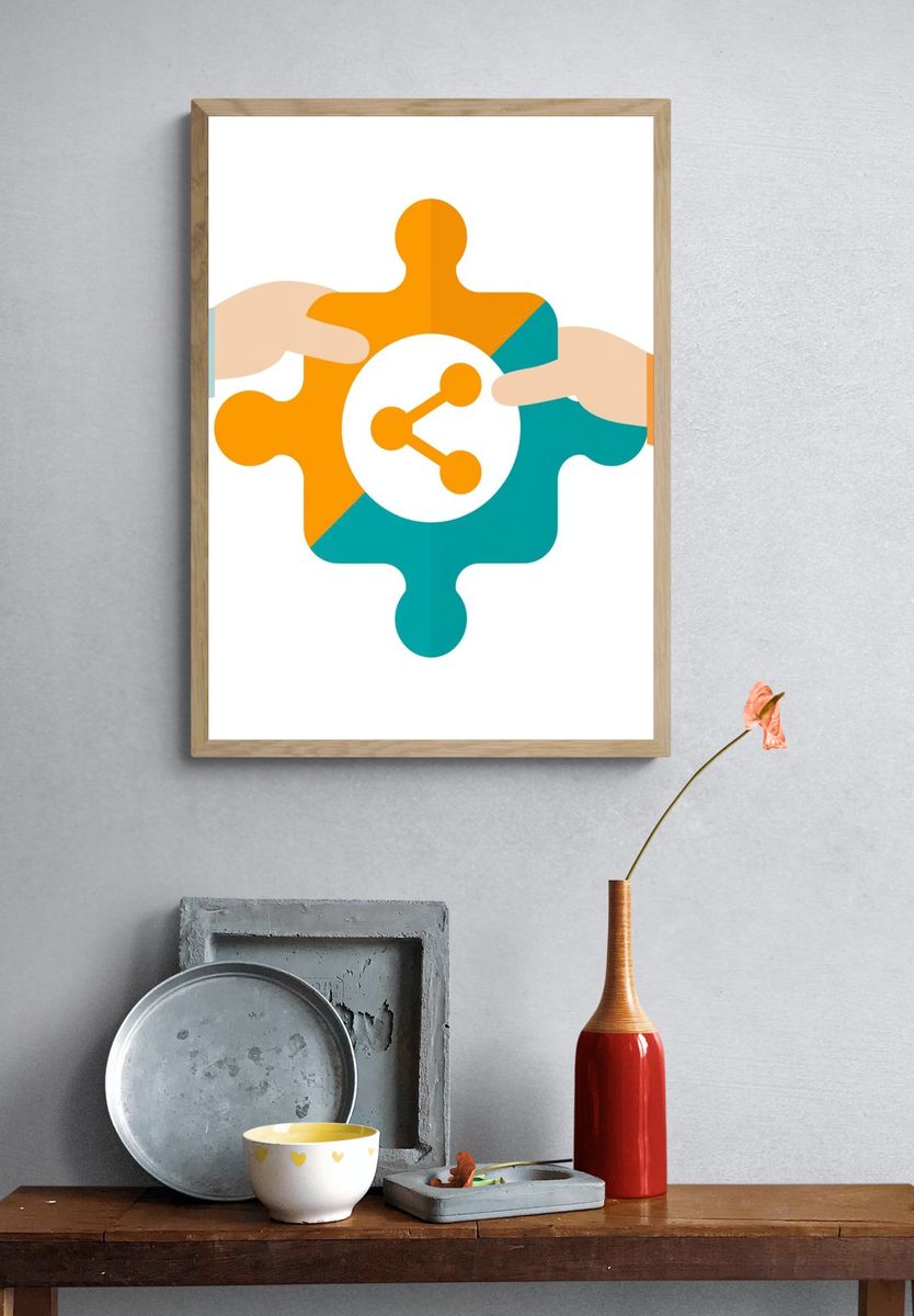 Puzzle Share Icon Abstract Poster. — room view 3