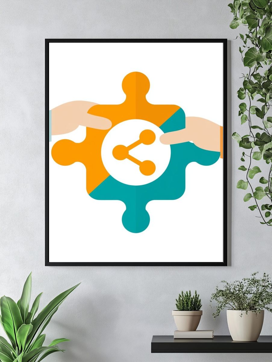 Puzzle Share Icon Abstract Poster. — room view 4