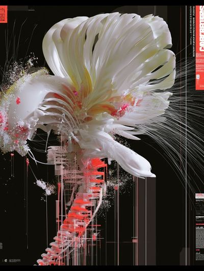 Abstract Floral Digital Art Poster.