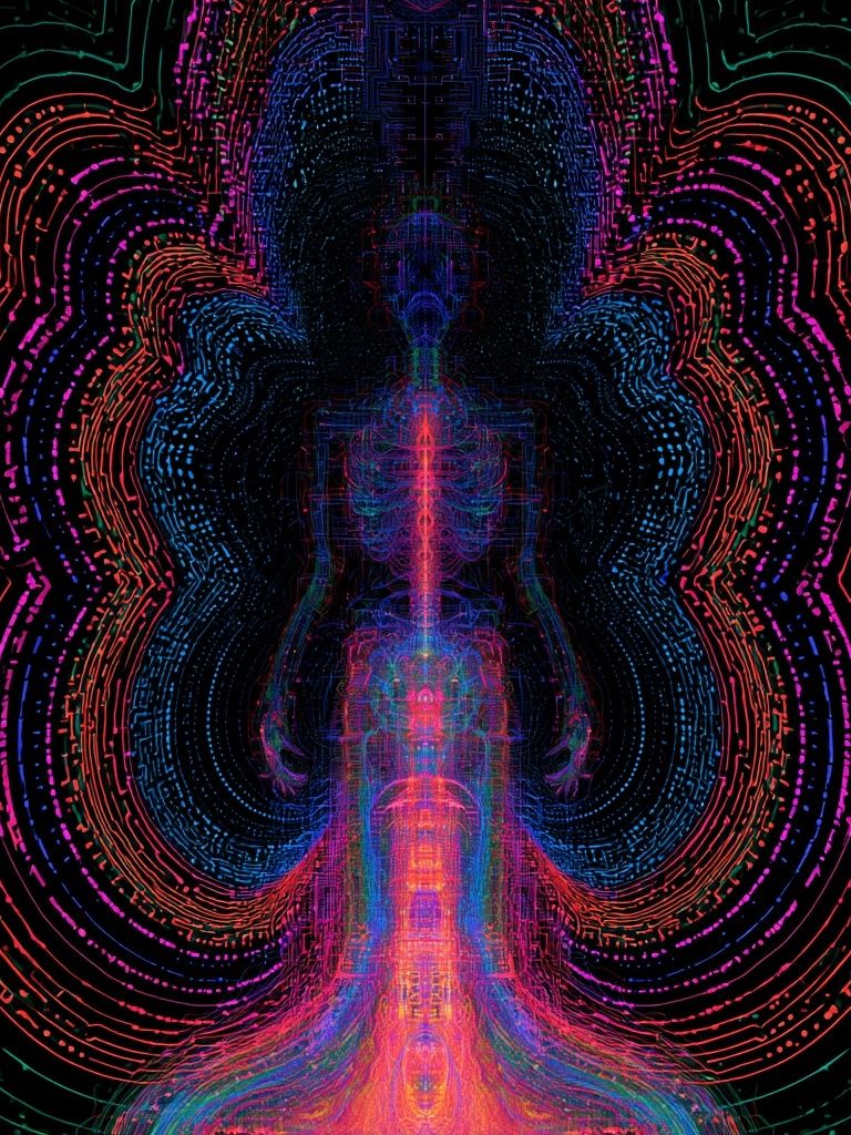 Neon Energy Figure Abstract Print. poster detail