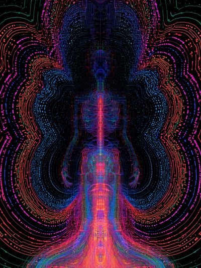 Neon Energy Figure Abstract Print.