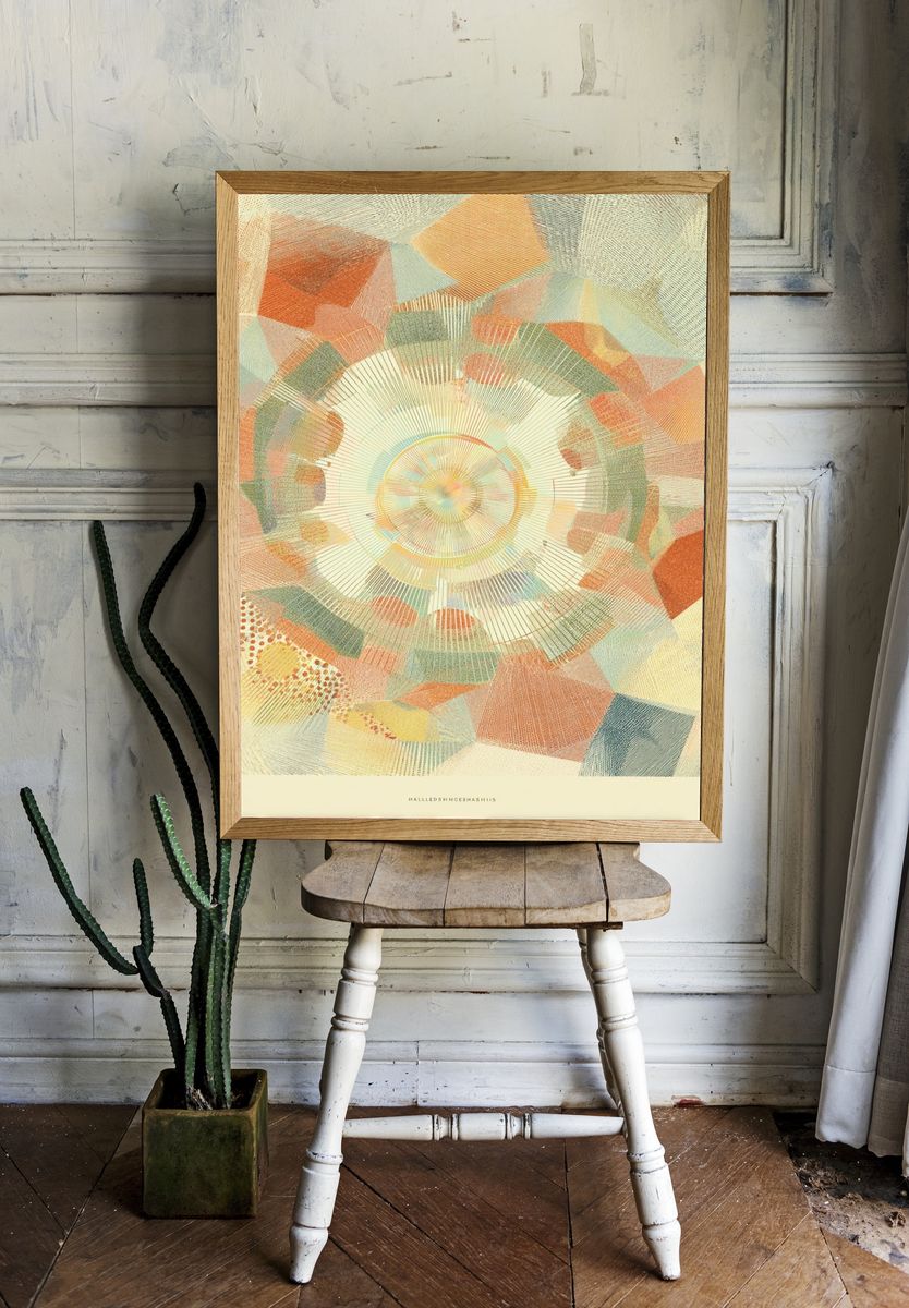 Pastel Geometric Sunburst Poster. room preview