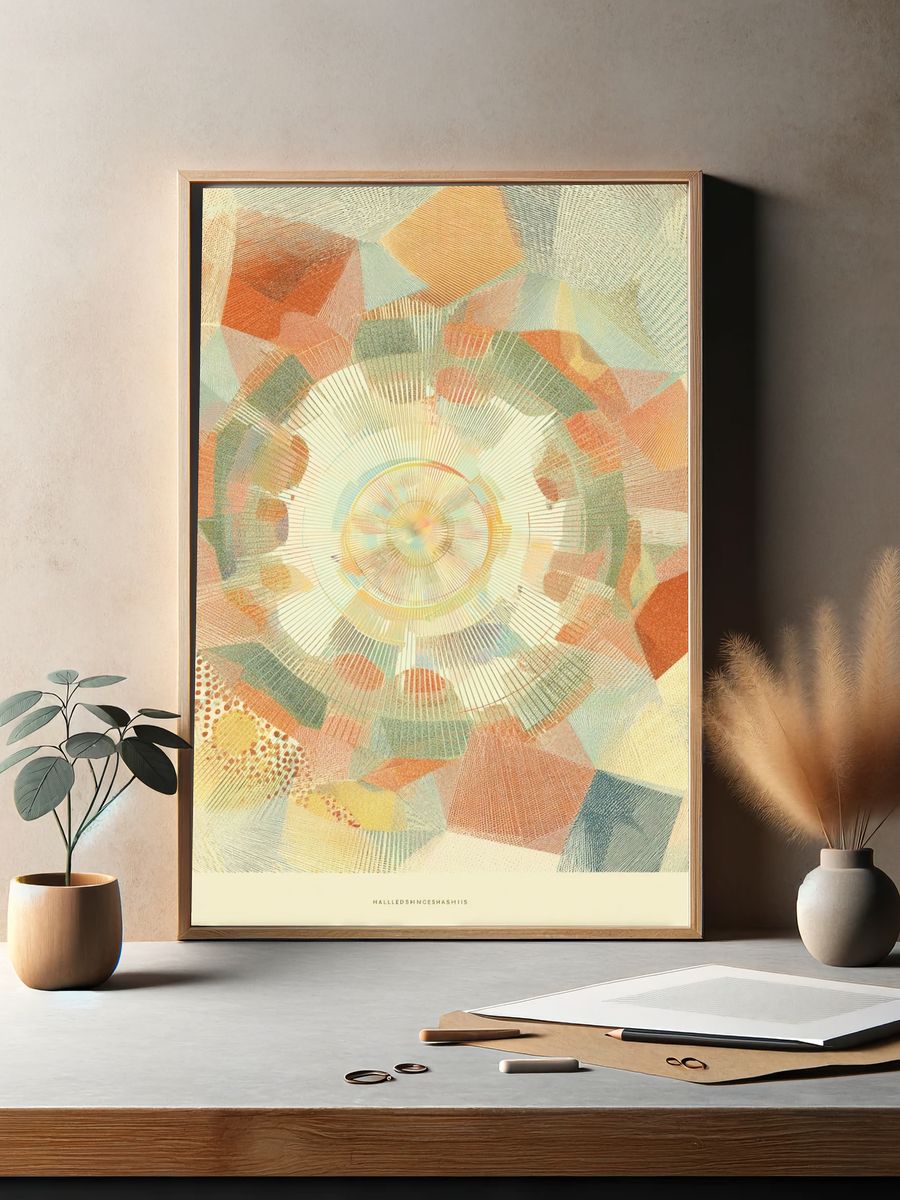 Pastel Geometric Sunburst Poster. — room view 2