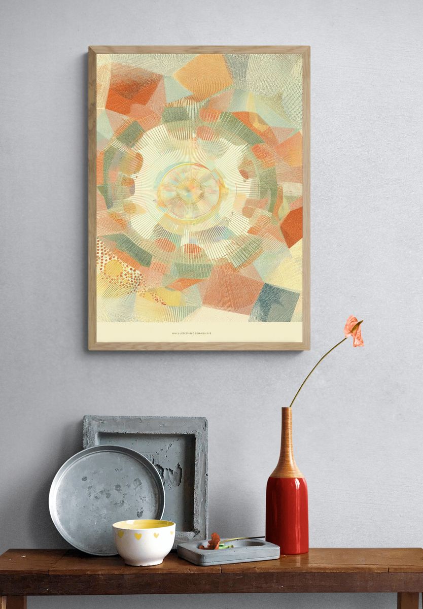 Pastel Geometric Sunburst Poster. — room view 3