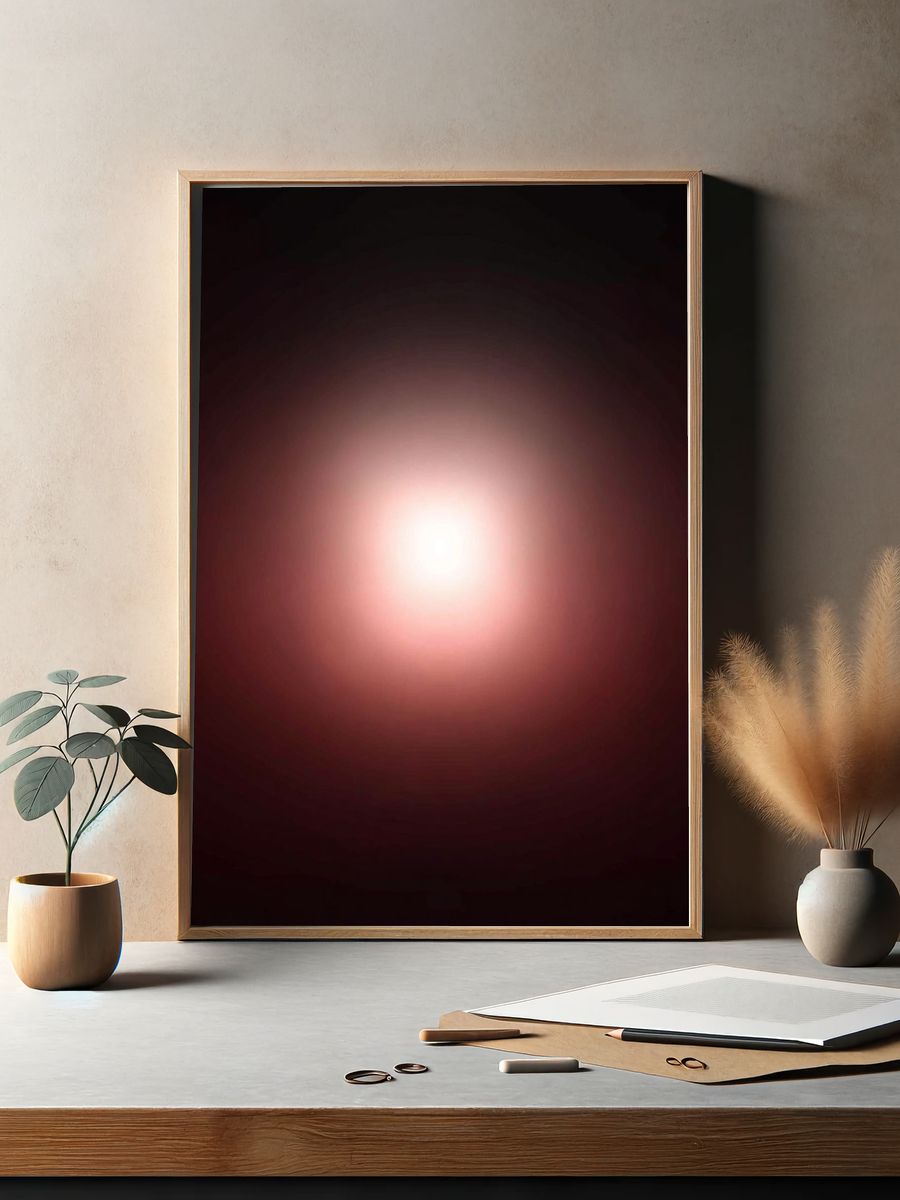 Crimson Glow Abstract Poster. — room view 2