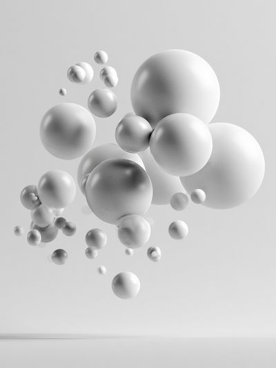 Floating White Spheres Abstract Poster.