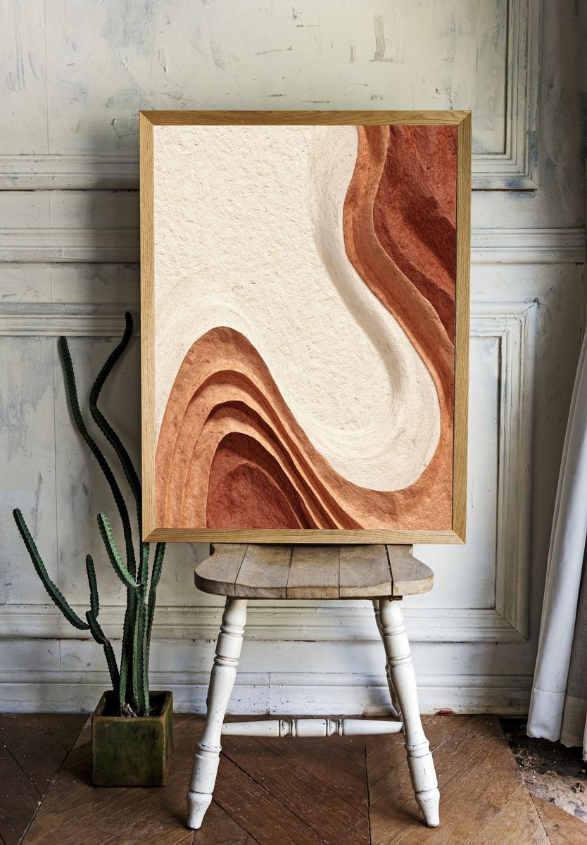 Earthy Wavy Abstract Poster. room preview