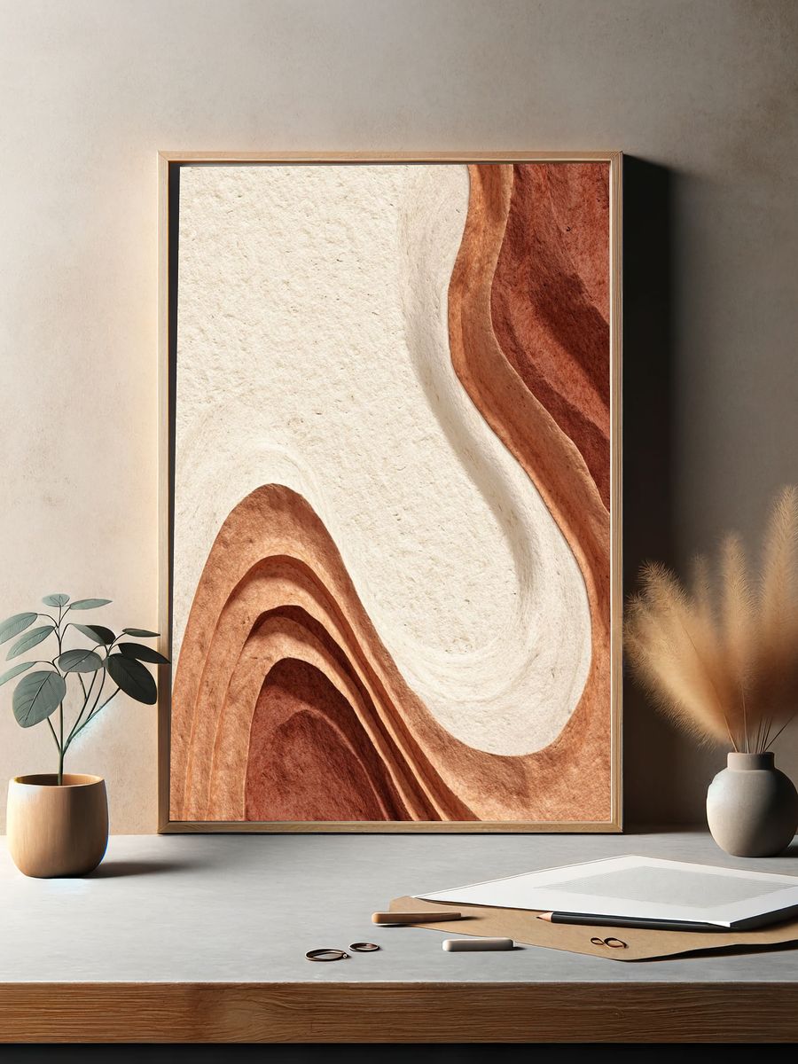 Earthy Wavy Abstract Poster. — room view 2