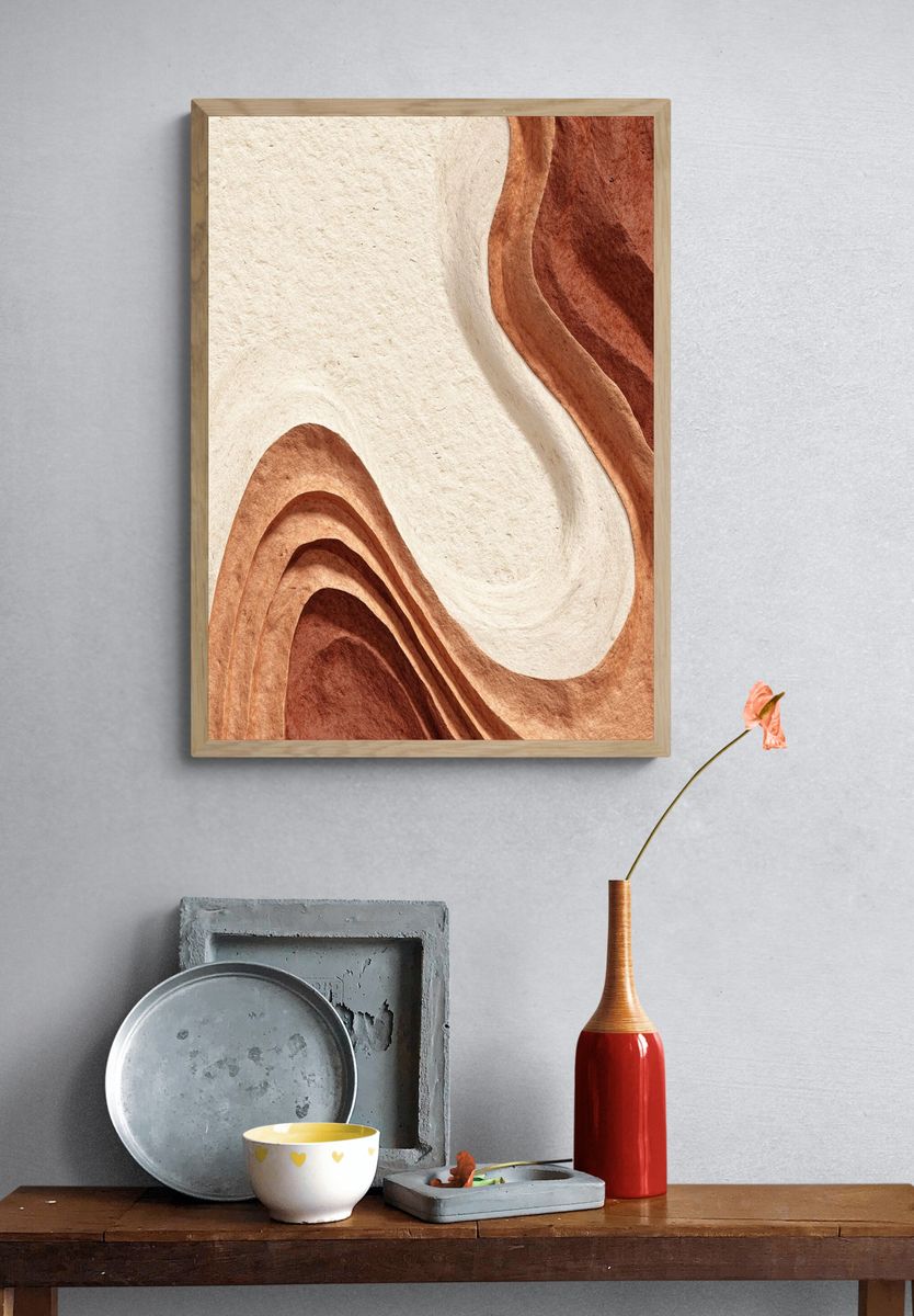 Earthy Wavy Abstract Poster. — room view 3