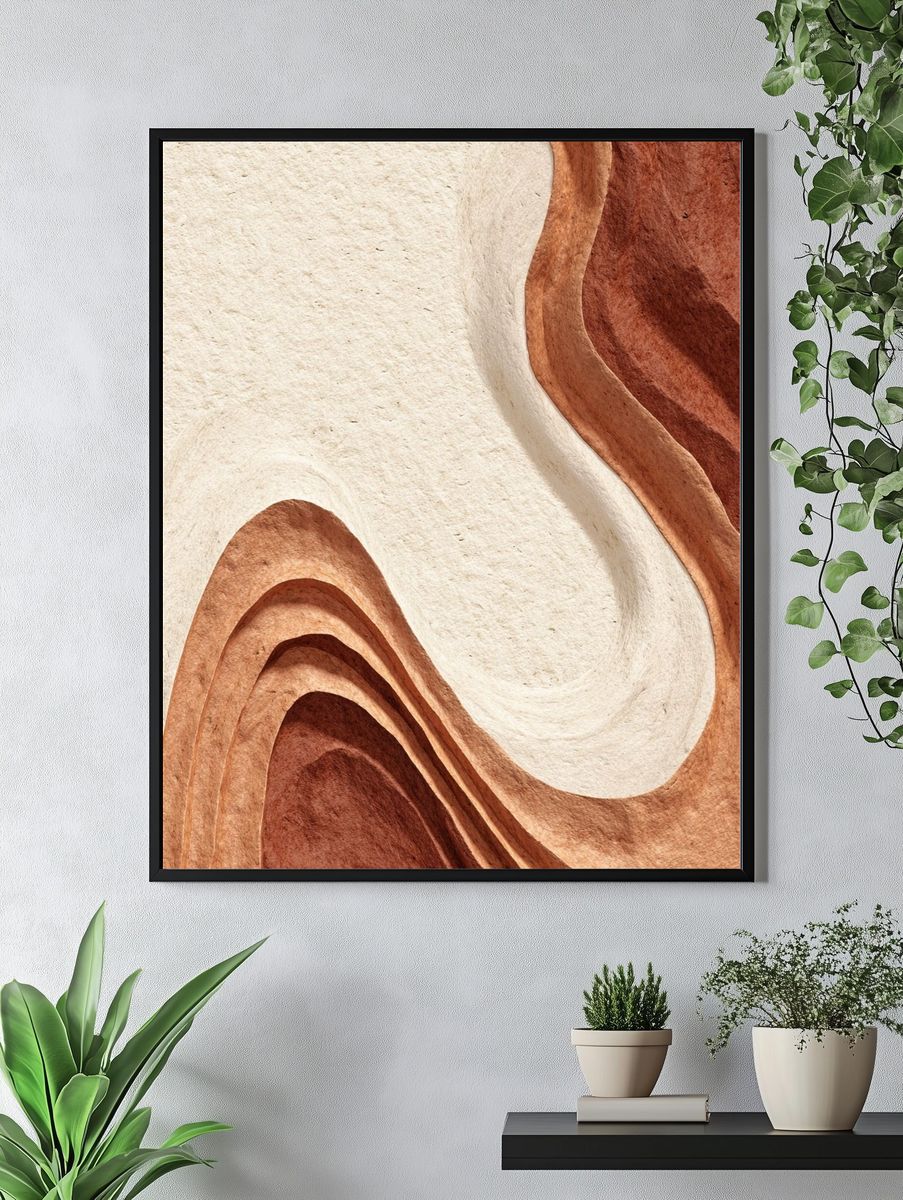 Earthy Wavy Abstract Poster. — room view 4