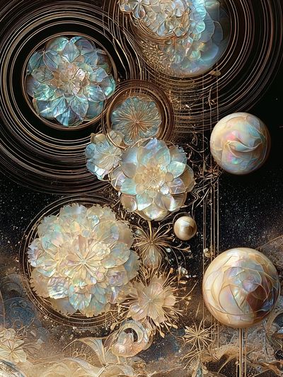 Celestial Floral Orbit Abstract Poster.