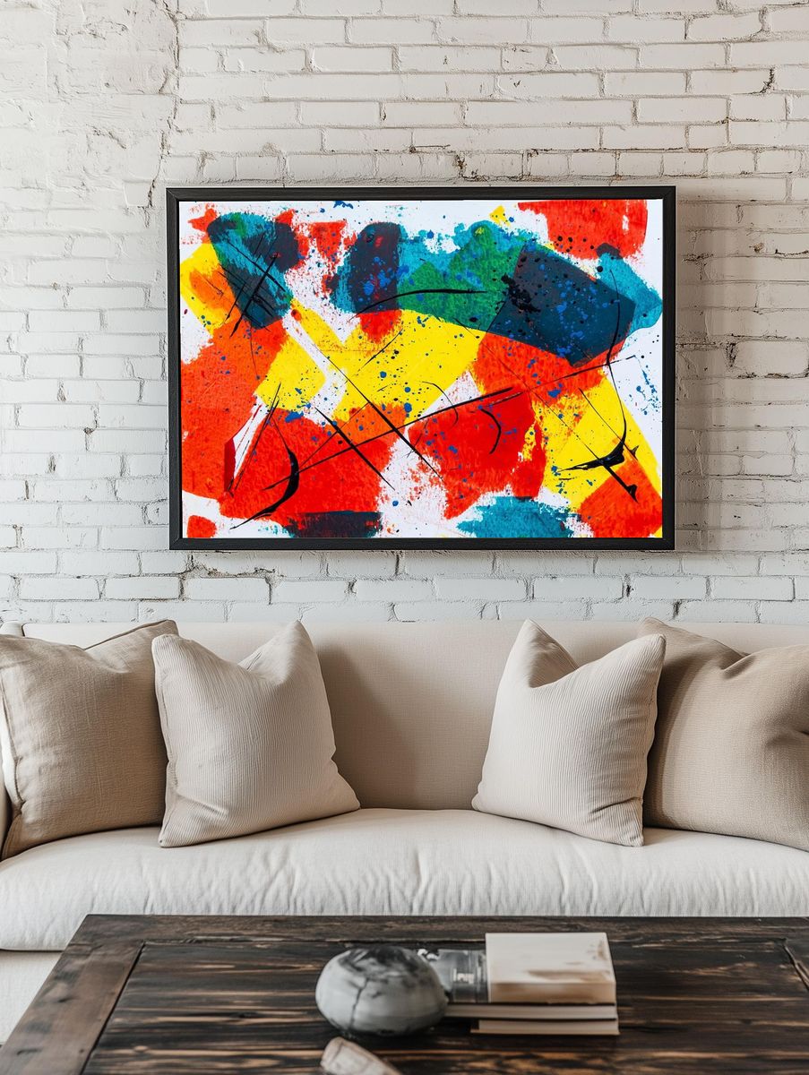 Free bold abstract painting background. room preview