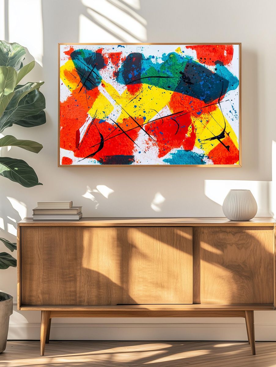 Free bold abstract painting background. — room view 3