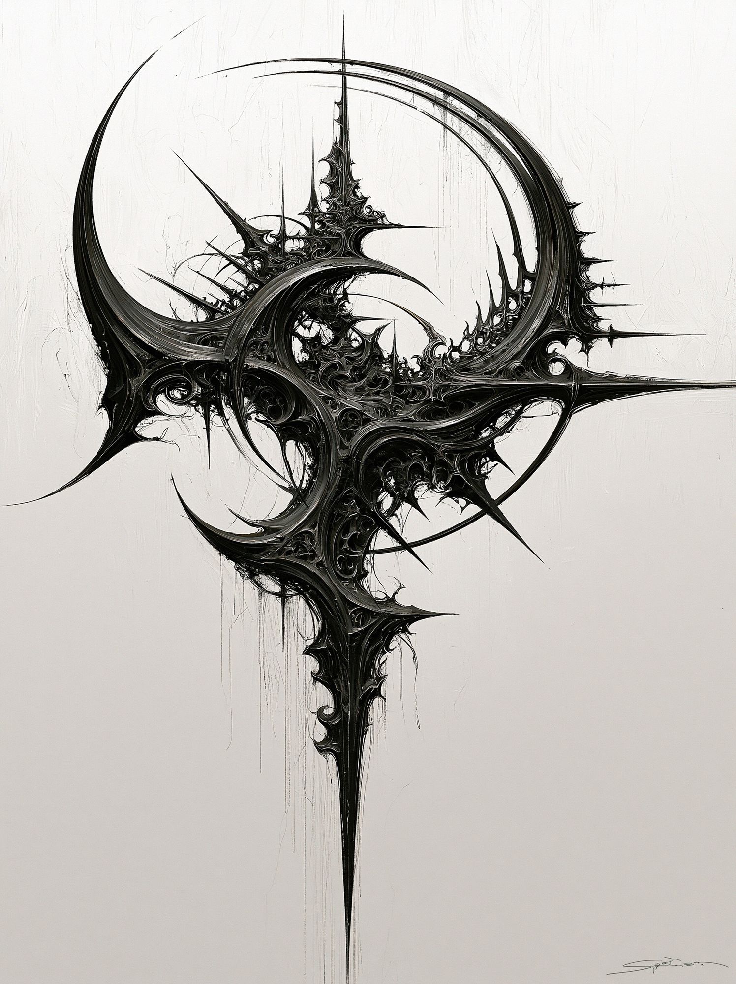 Spiked Monochrome Abstract Poster. poster detail