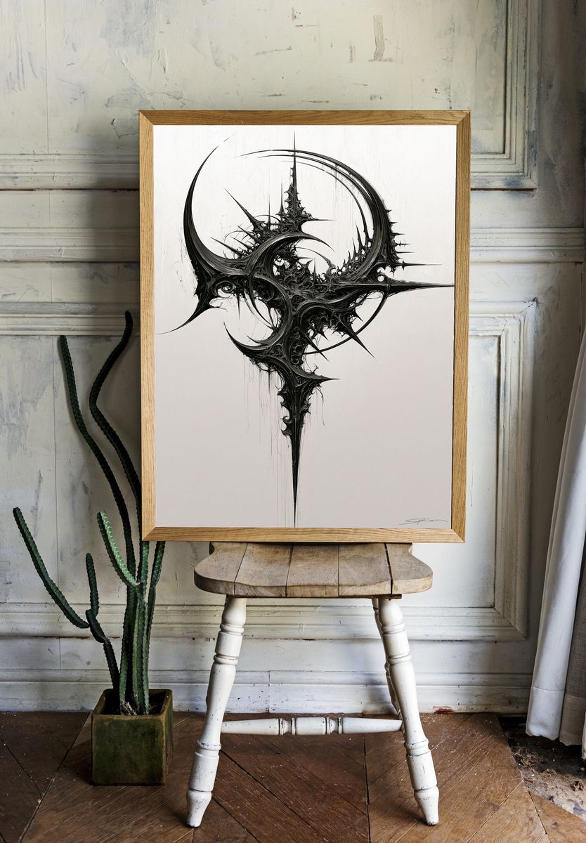 Spiked Monochrome Abstract Poster. room preview