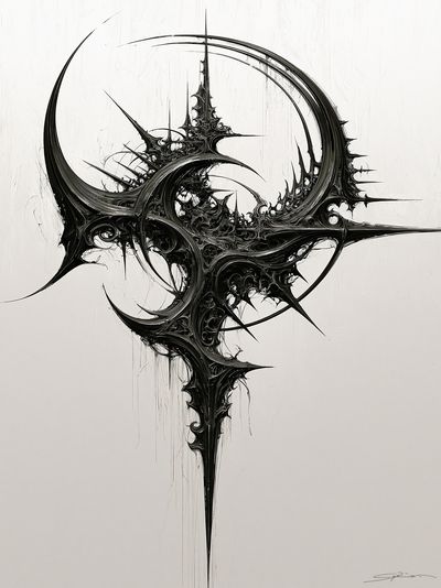 Spiked Monochrome Abstract Poster.