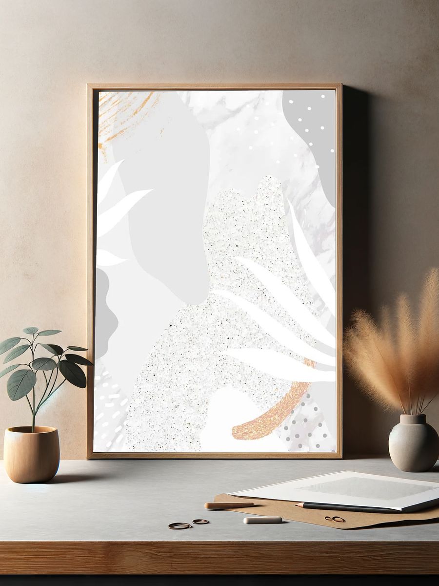 Grayish botanical Memphis pattern background. — room view 2