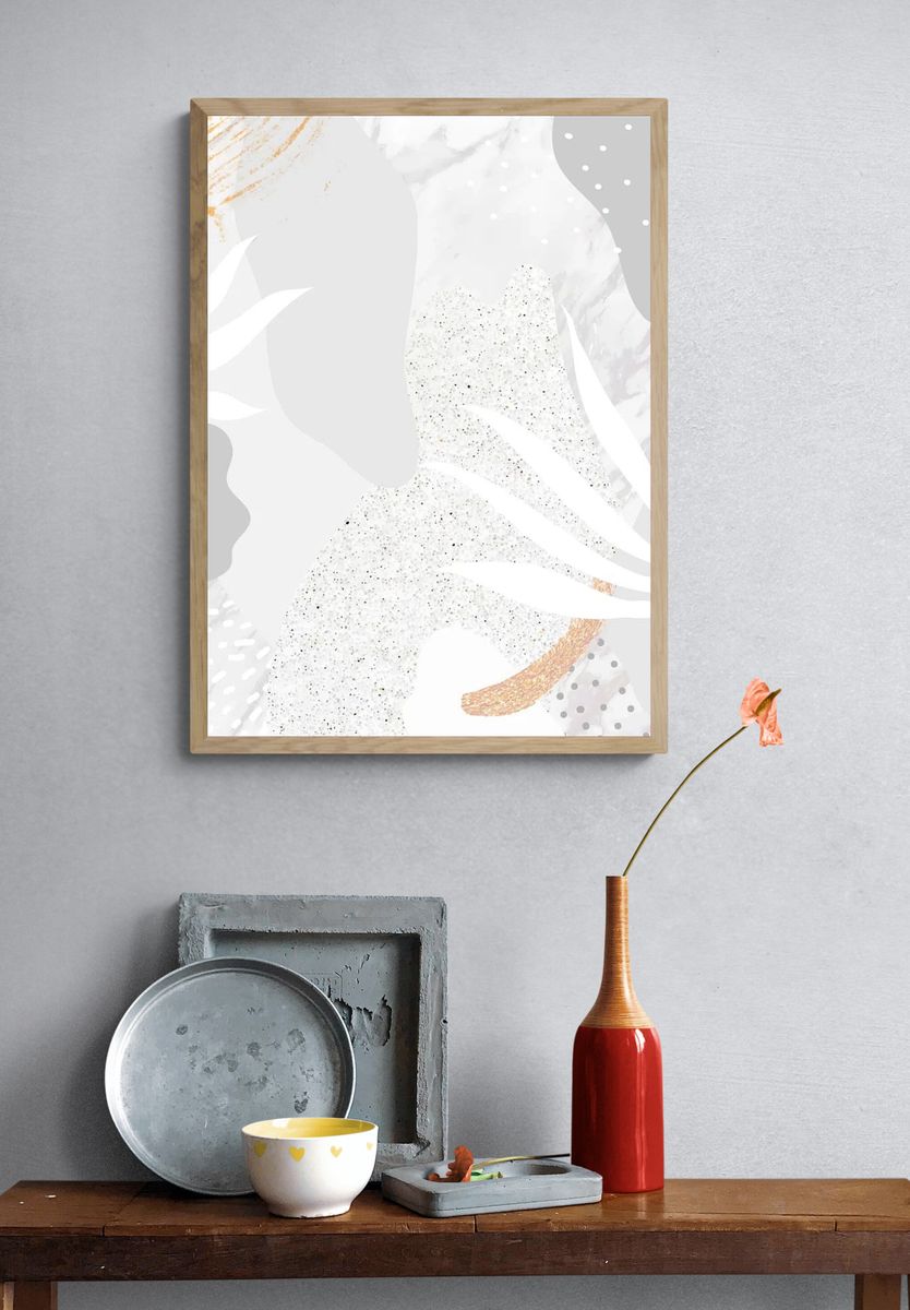 Grayish botanical Memphis pattern background. — room view 3