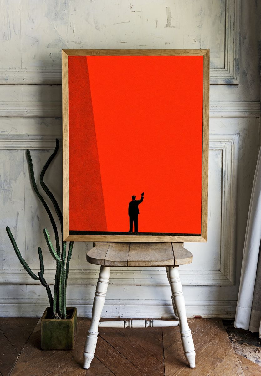 Red Minimalist Silhouette Poster. room preview