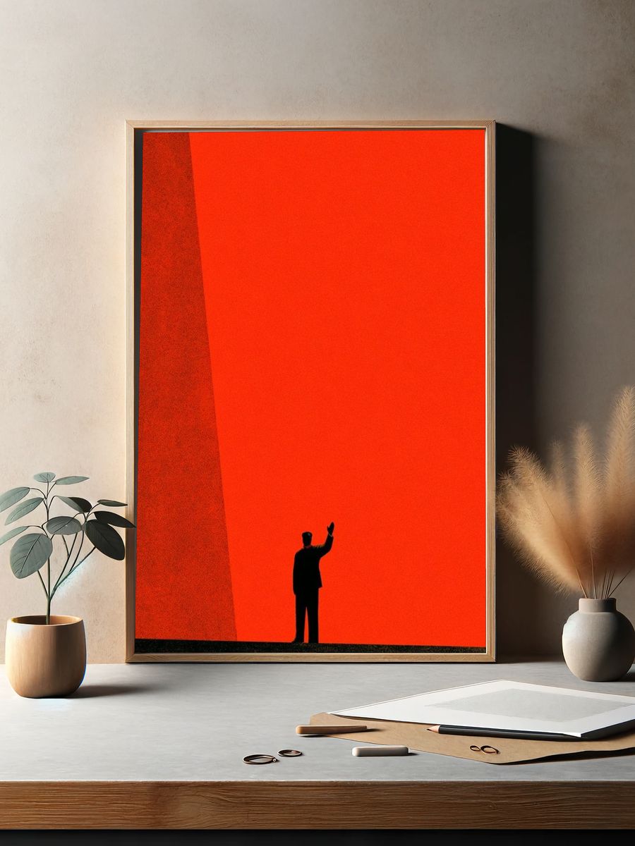 Red Minimalist Silhouette Poster. — room view 2
