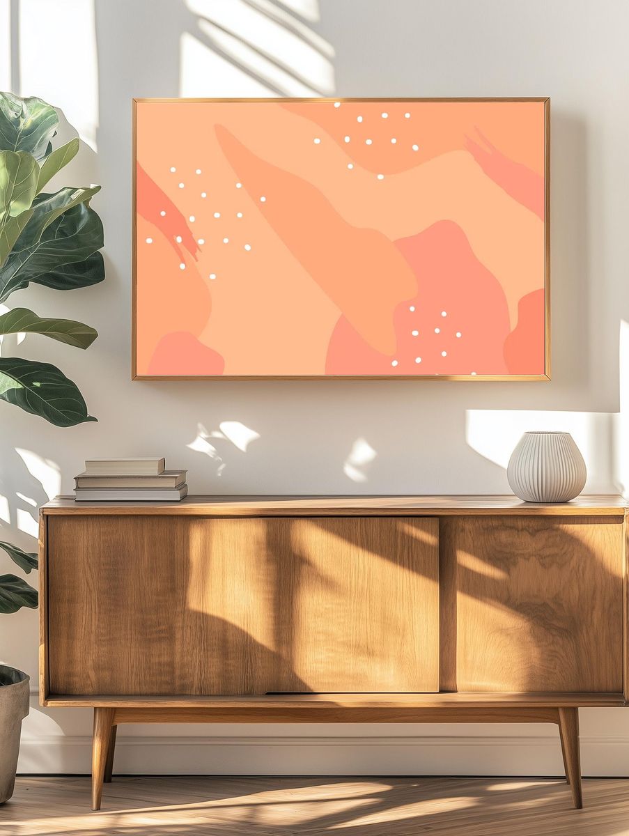Beige Memphis style pattern background. — room view 3