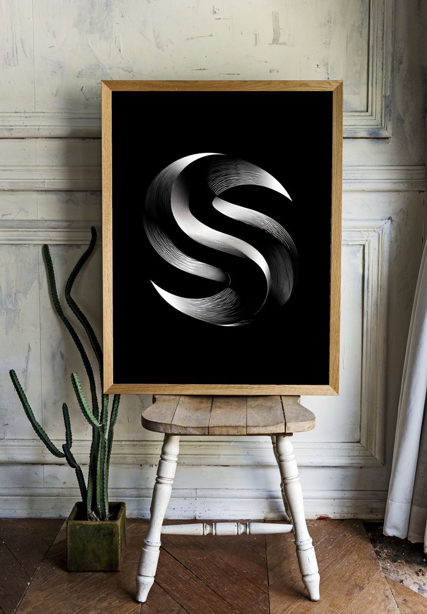 Abstract Monochrome S Poster. room preview
