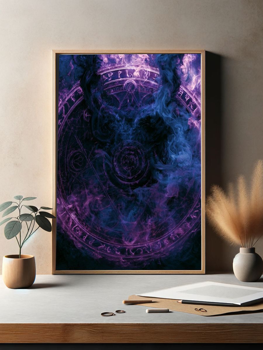 Mystic Smoke Circle Abstract Print. — room view 2