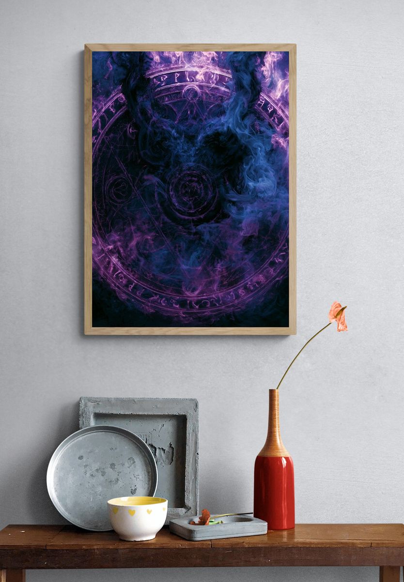 Mystic Smoke Circle Abstract Print. — room view 3