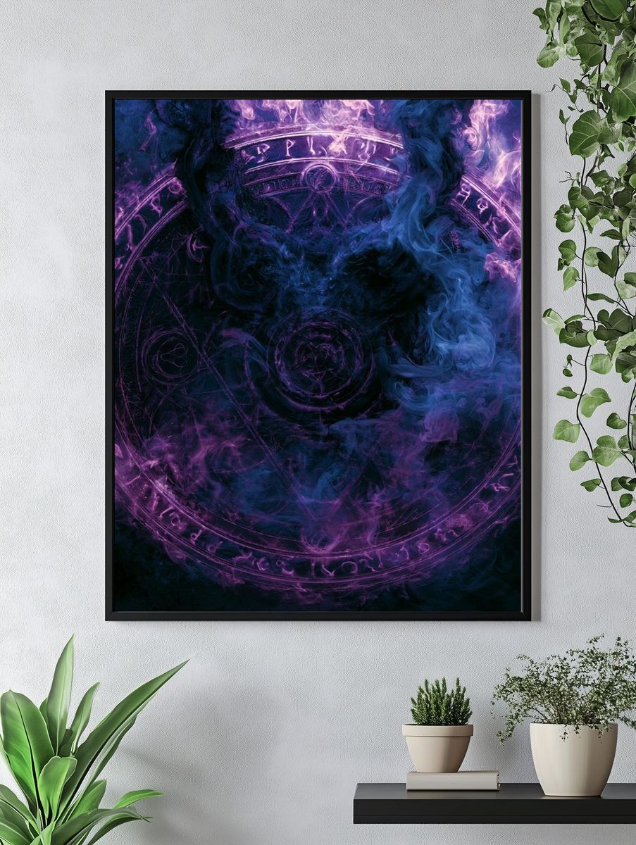 Mystic Smoke Circle Abstract Print. — room view 4