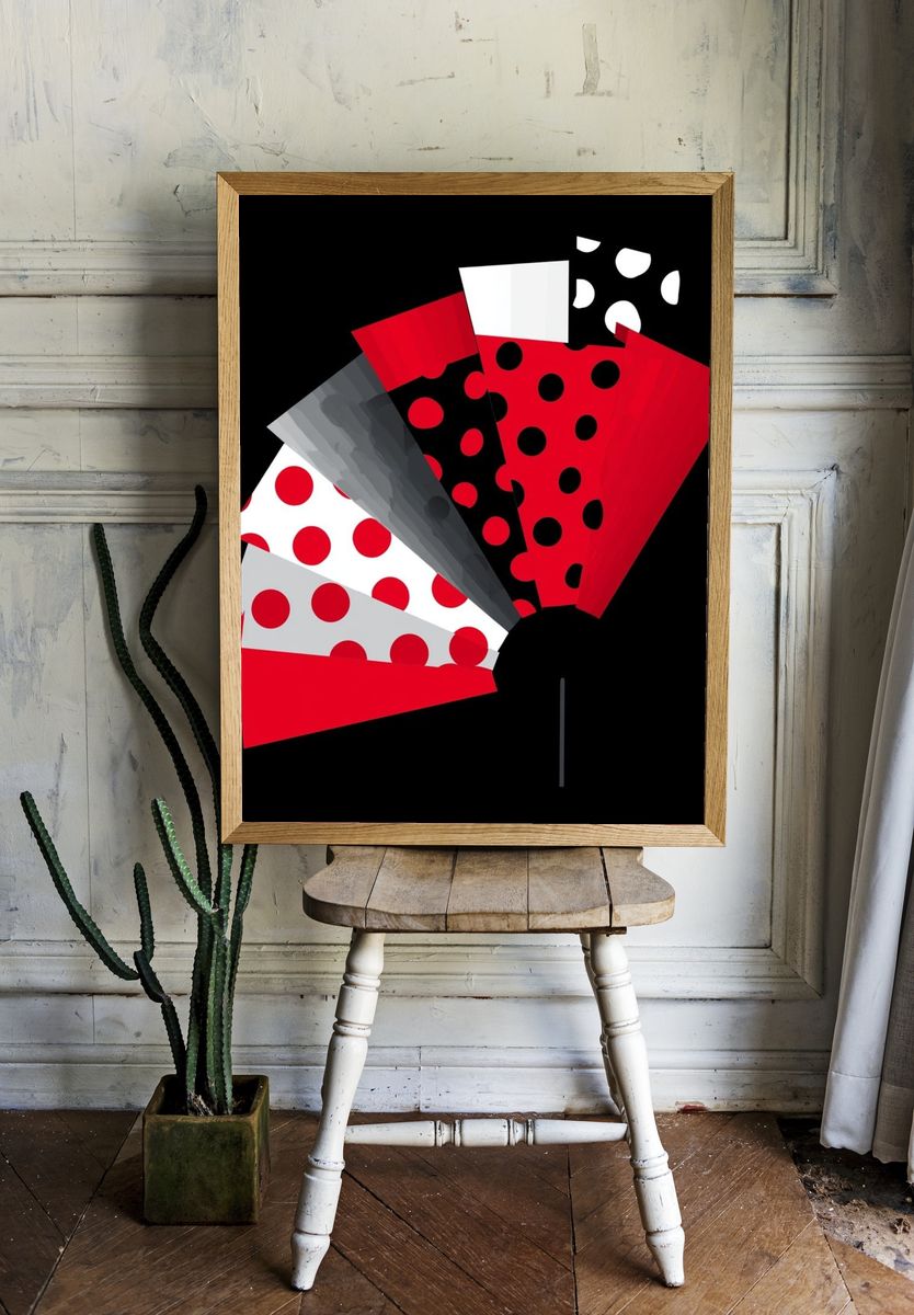 Red Polka Dot Abstract Poster. room preview