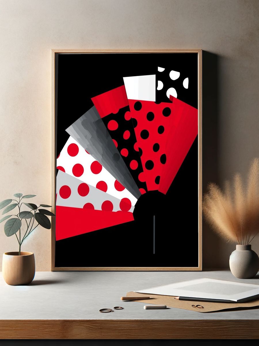 Red Polka Dot Abstract Poster. — room view 2
