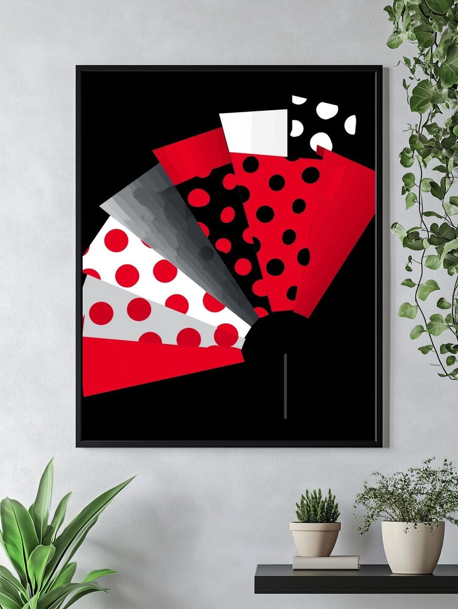 Red Polka Dot Abstract Poster. — room view 4