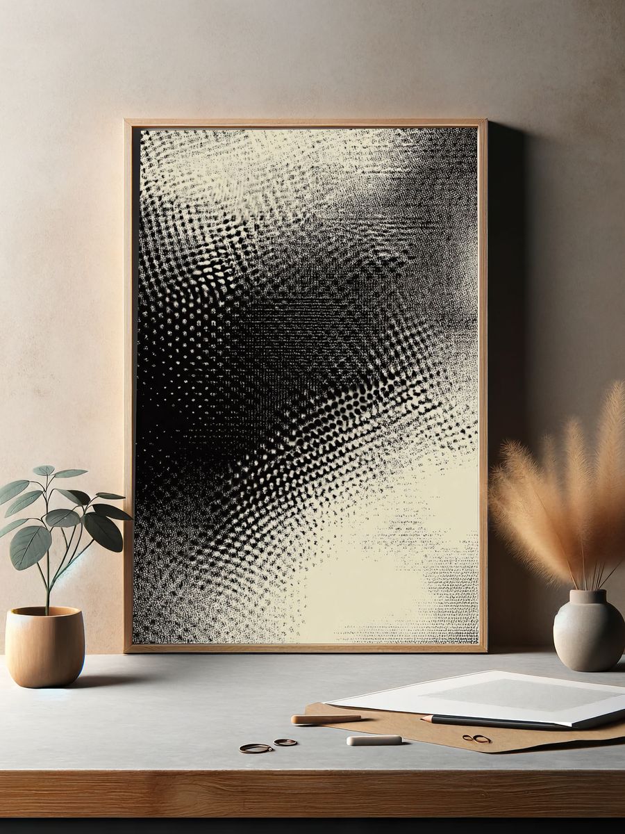 Halftone Monochrome Abstract Poster. — room view 2