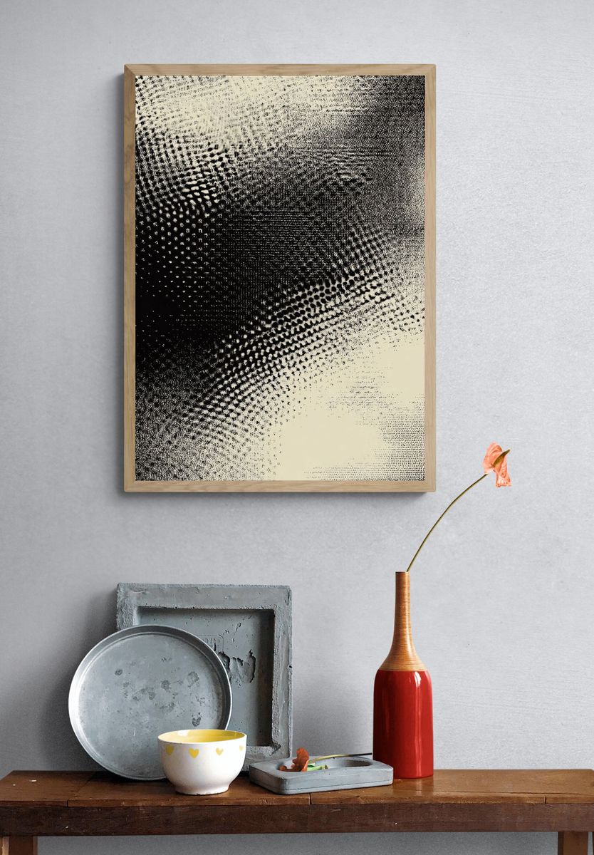 Halftone Monochrome Abstract Poster. — room view 3